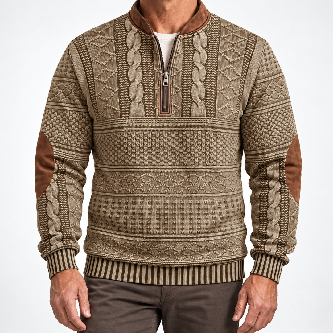Dimitri Elbow-Patch Half-Zip Sweater