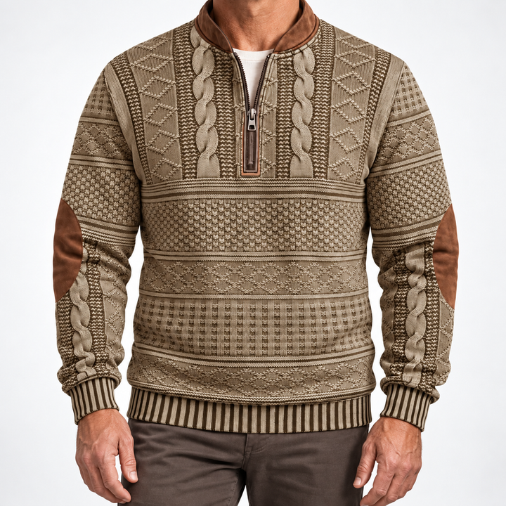 Dimitri Elbow-Patch Half-Zip Sweater