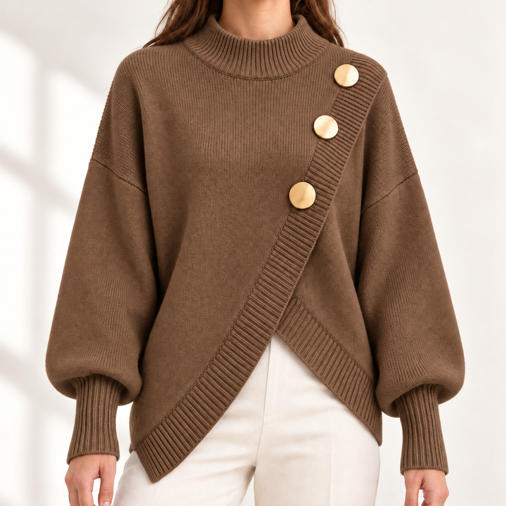 Adeline Elegant Button-Detail Jumper