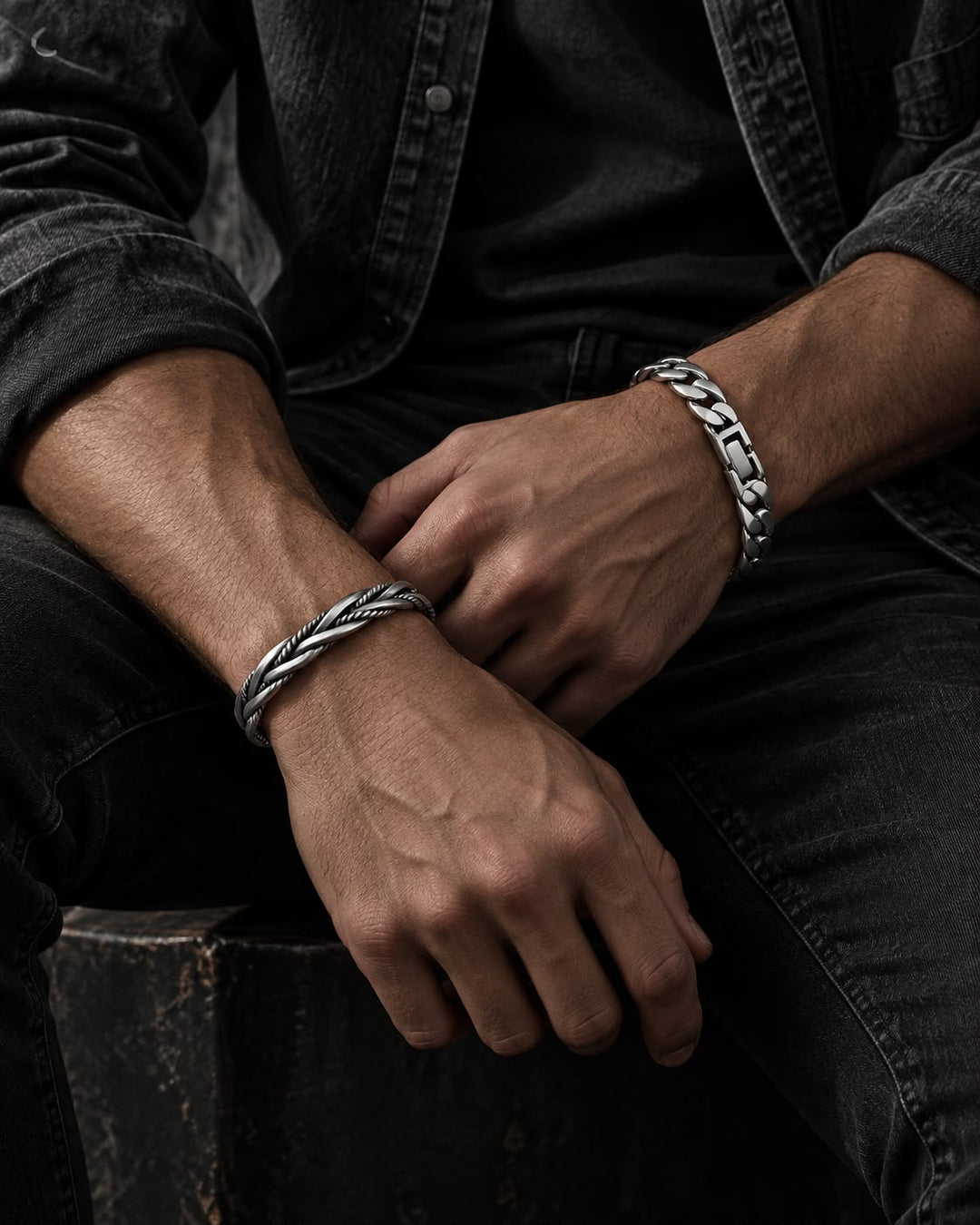Men's Braided Sterling Silver Cuff Bracelet