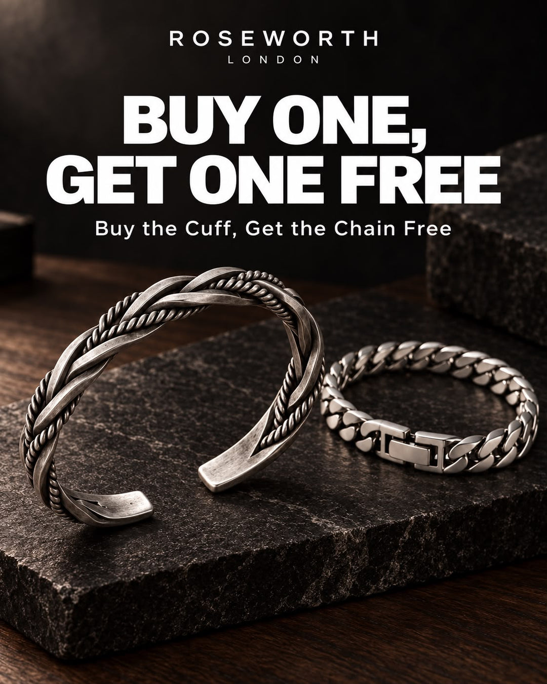 Men's Braided Sterling Silver Cuff Bracelet
