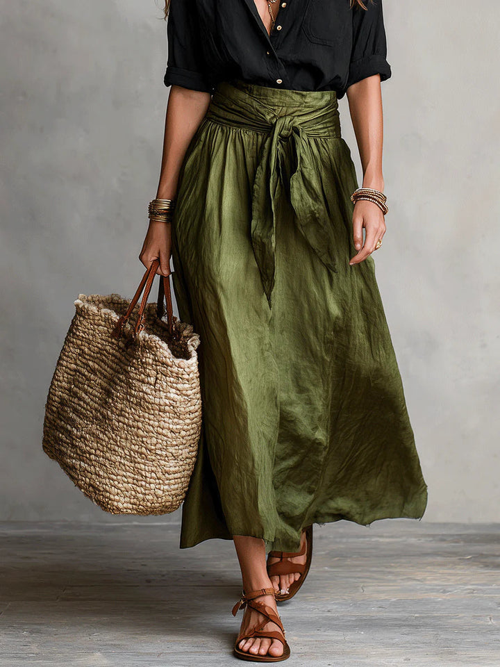 Véro™ | Two-Piece Set: Black Top and Midi Skirt