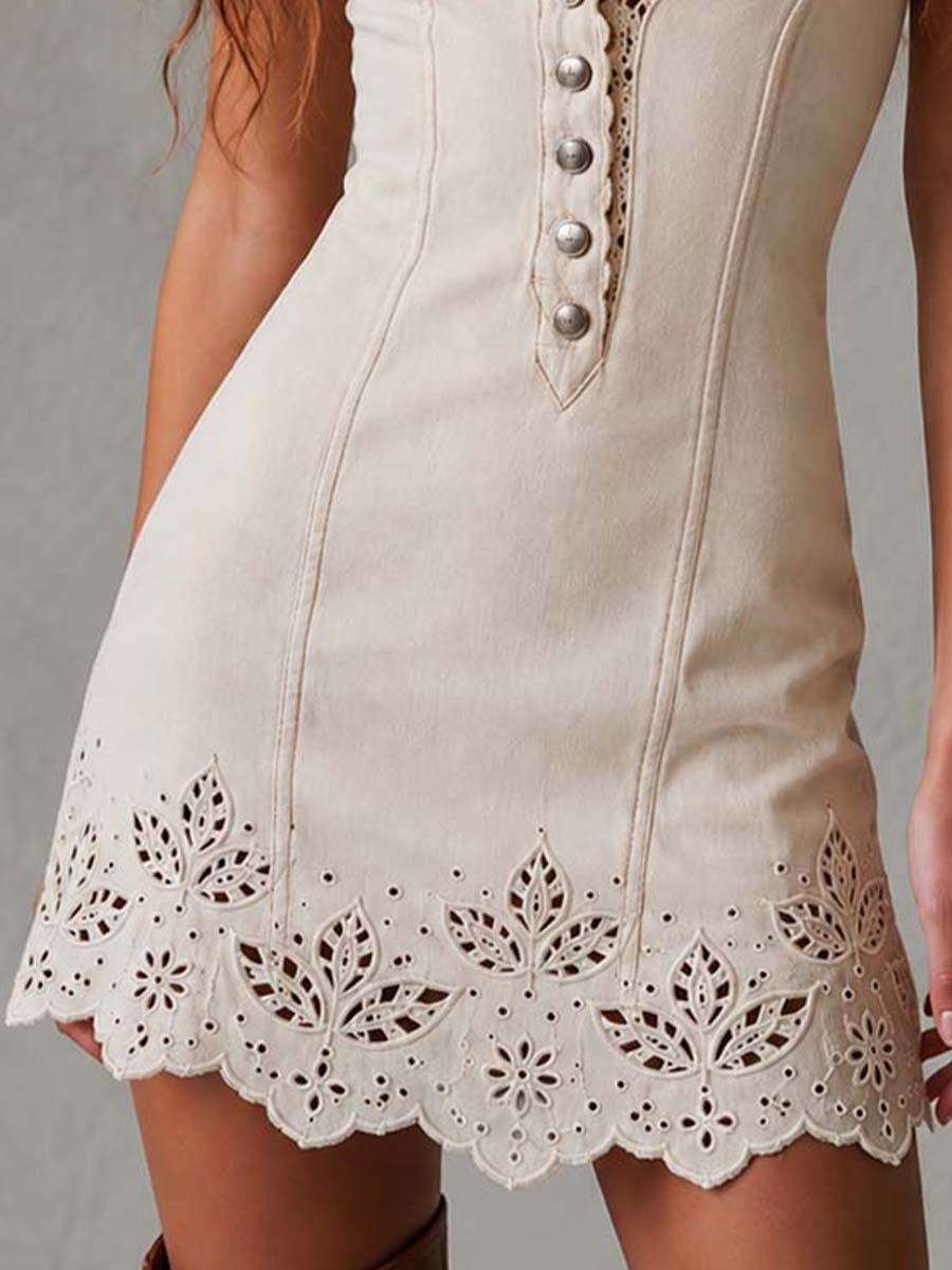 Ivory Cutwork Lace Mini Dress