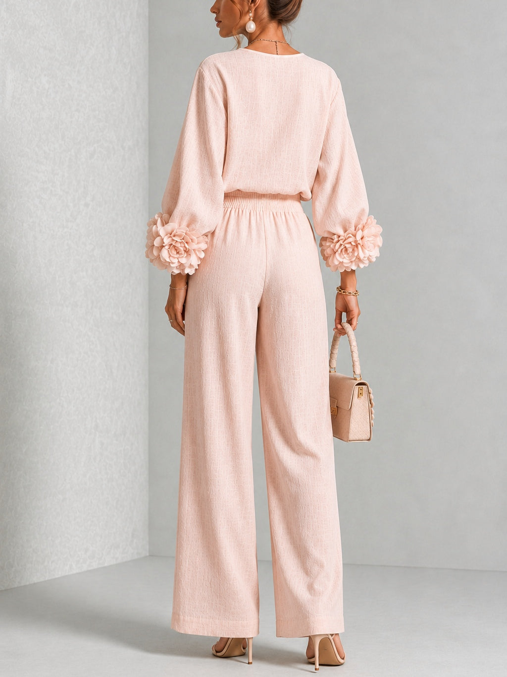 Evelyn | Elegant Floral-Cuff Trouser Set