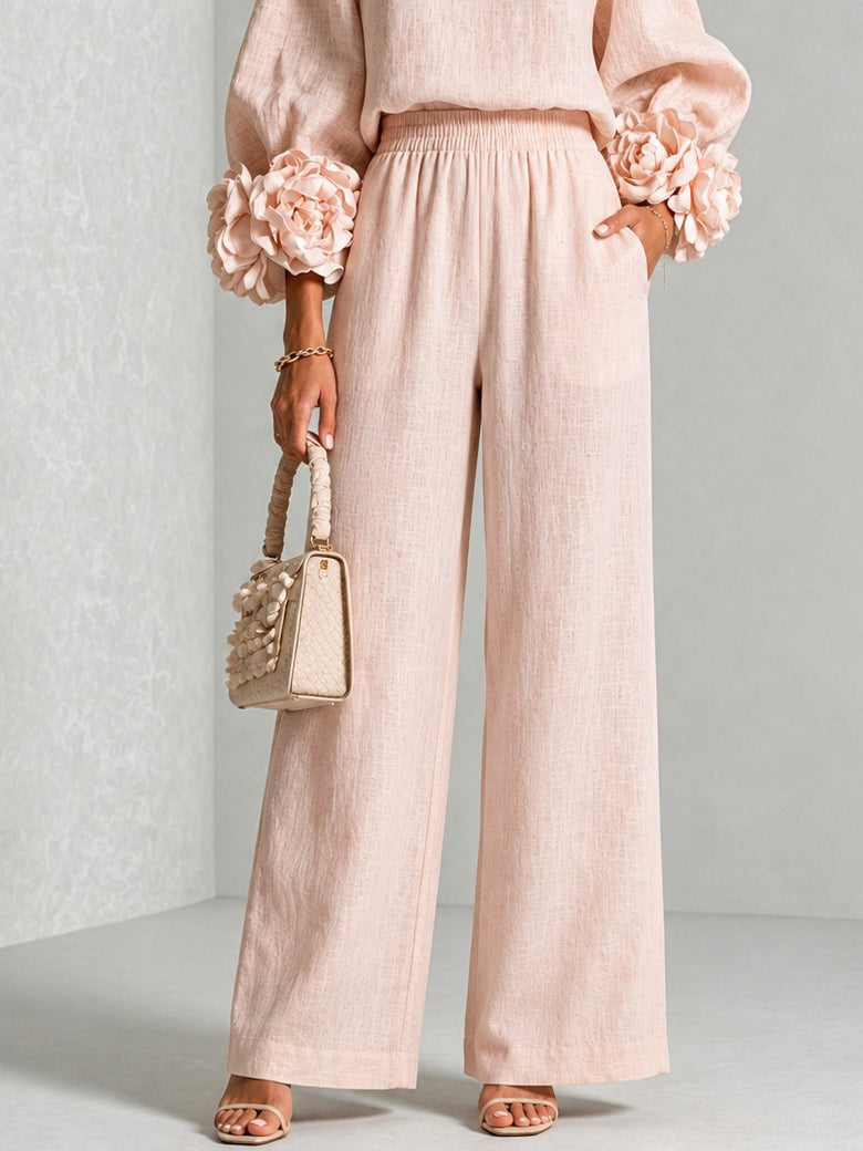 Evelyn | Elegant Floral-Cuff Trouser Set
