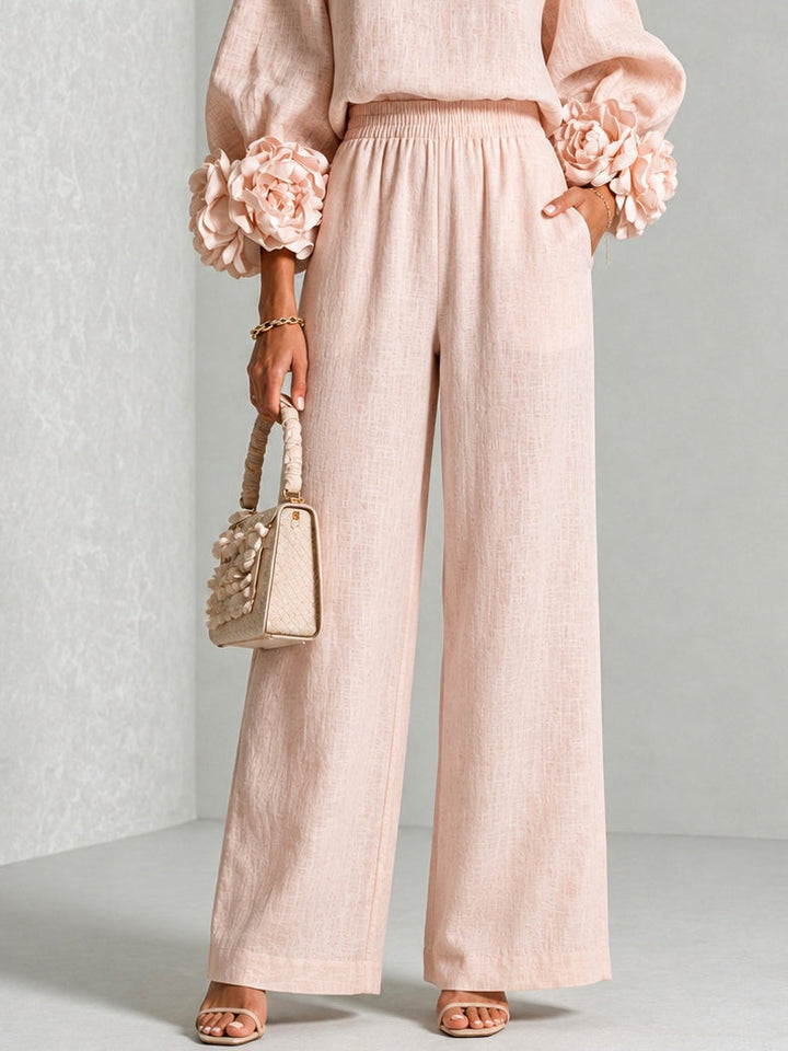 Evelyn | Elegant Floral-Cuff Trouser Set