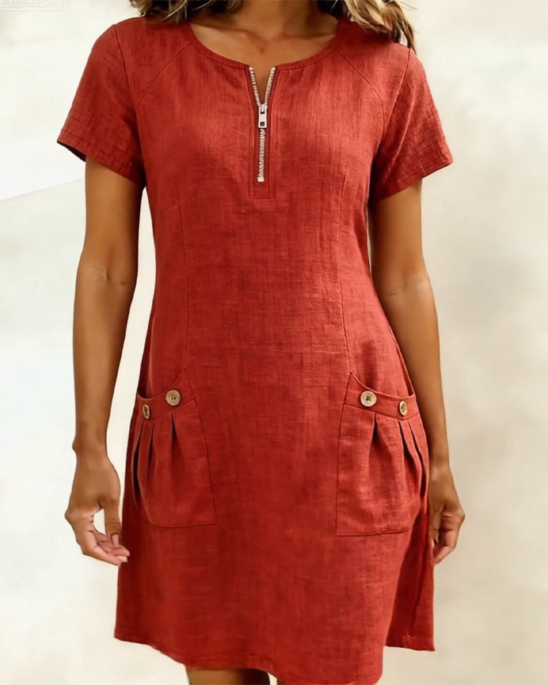 Linn Cotton dress with zip fastening