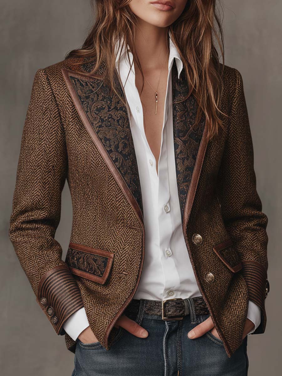 Doris Herringbone Paisley Blazer
