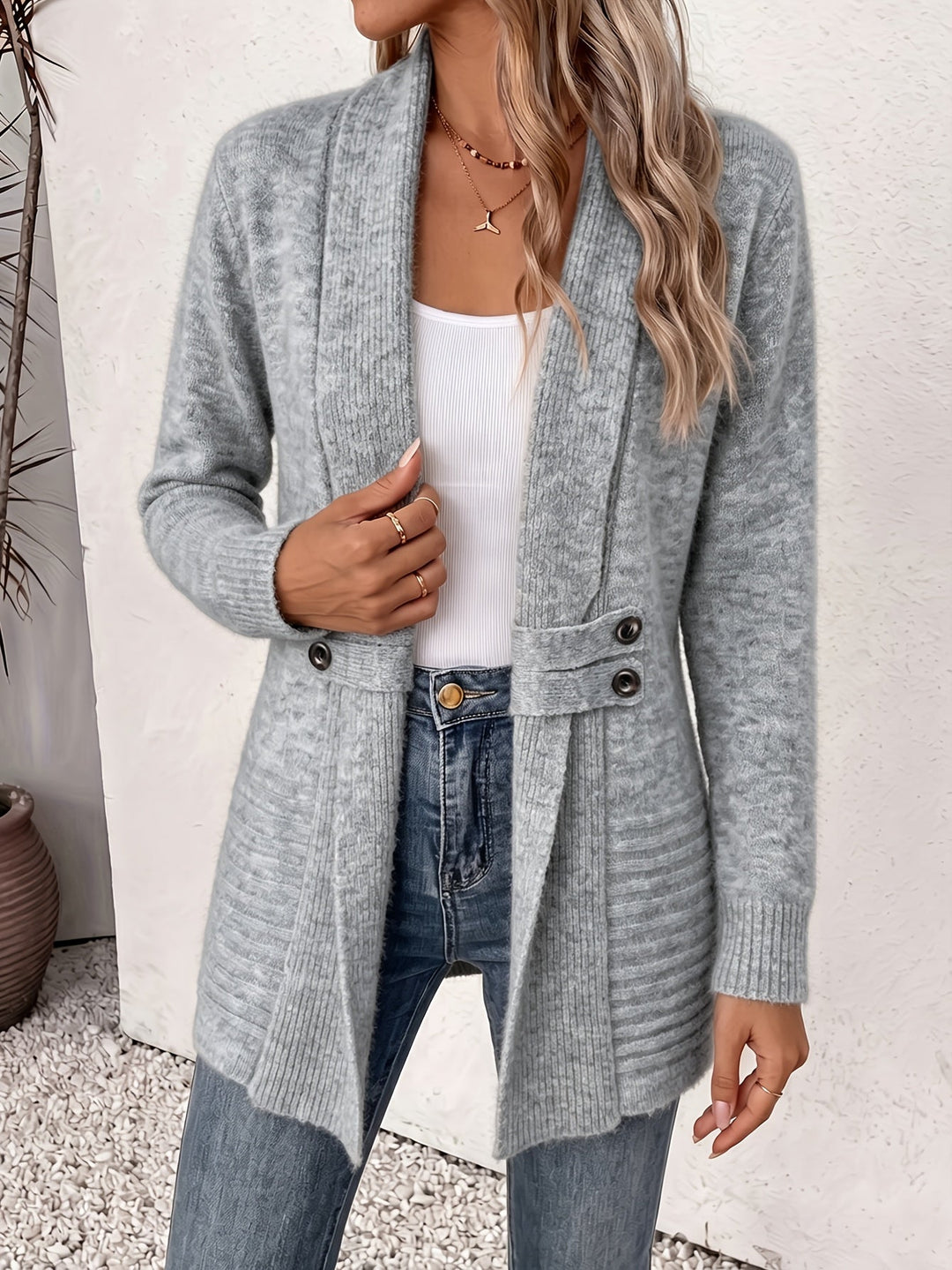 Wren Shawl-Collar Knit Cardigan