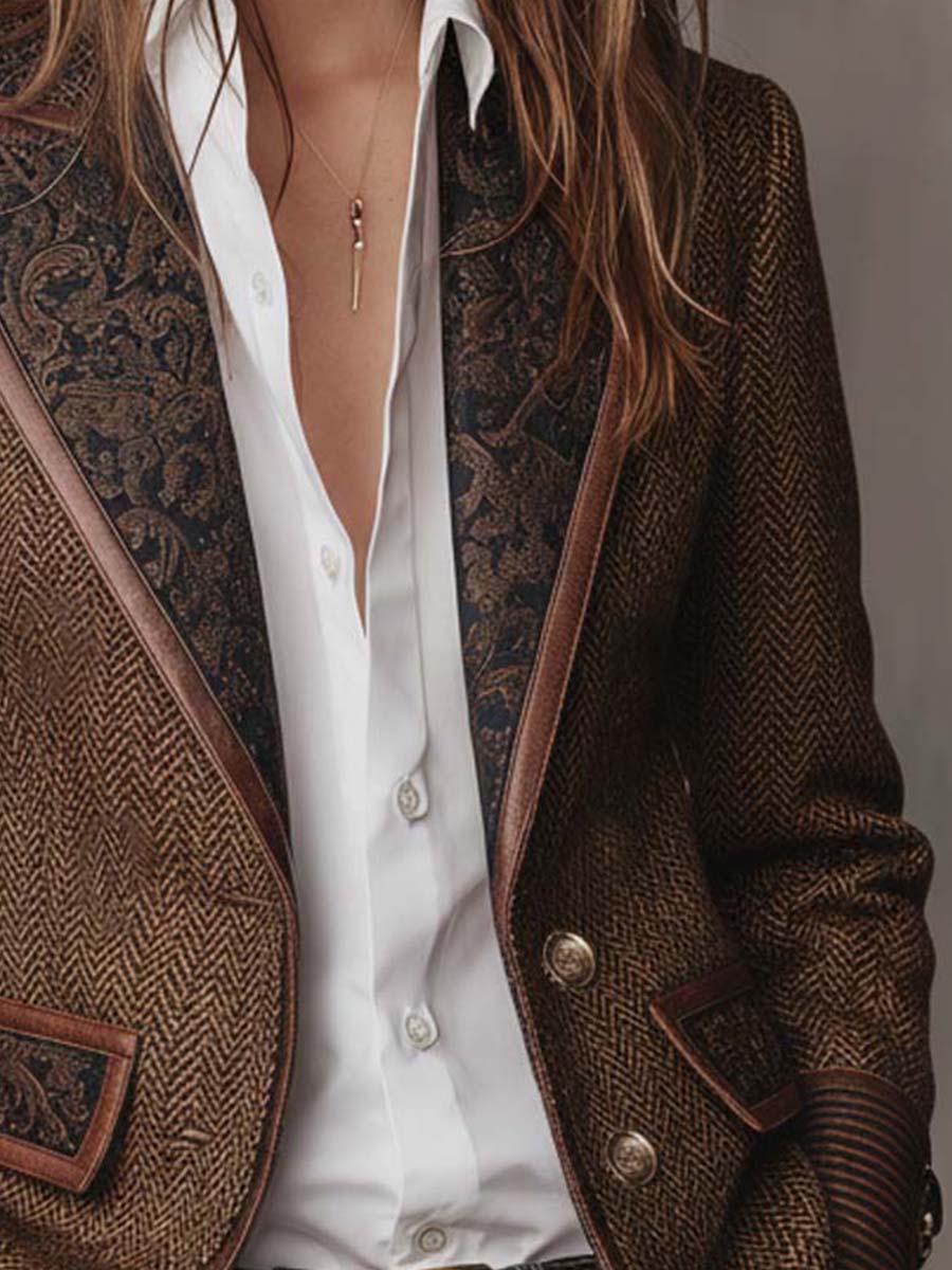 Doris Herringbone Paisley Blazer