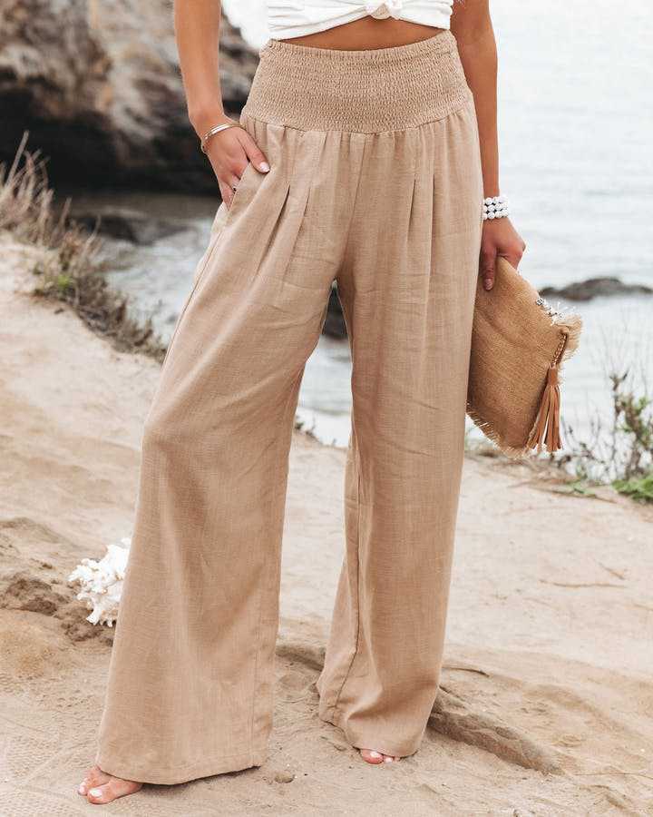 SUSAN FLOWING BEACH TROUSERS WITH WIDE LEGS