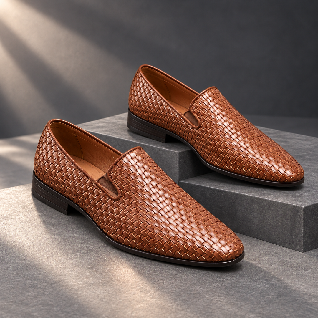 Bellamy Woven Comfort Loafers in brown, charcoal studio