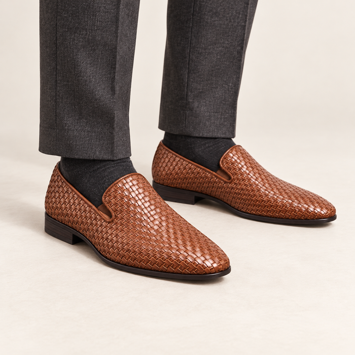 Bellamy Woven Comfort Loafers worn with smart trousers