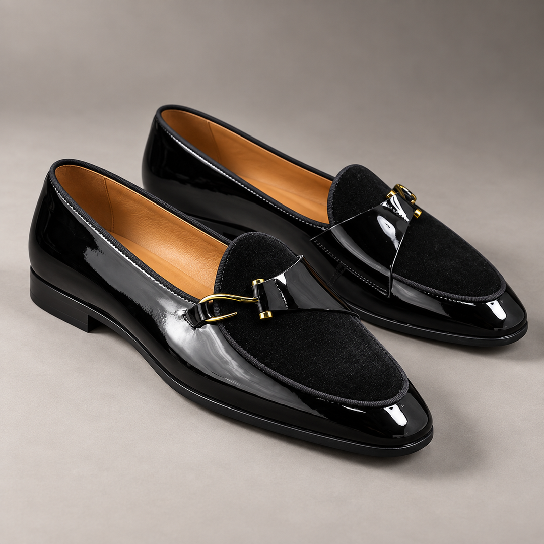Bromley | Refined Contrast Loafers – men's loafer in a refined shadow stone studio setting