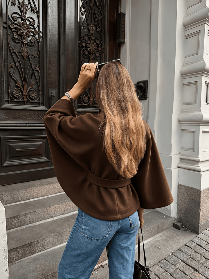 Elodie Button-Front Cape Coat