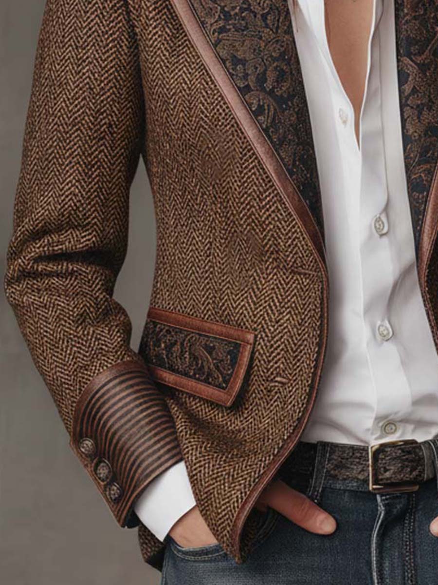 Doris Herringbone Paisley Blazer