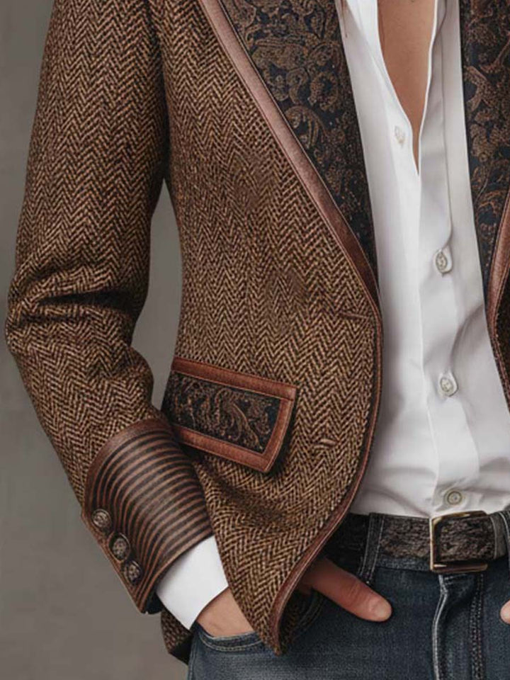 Doris Herringbone Paisley Blazer