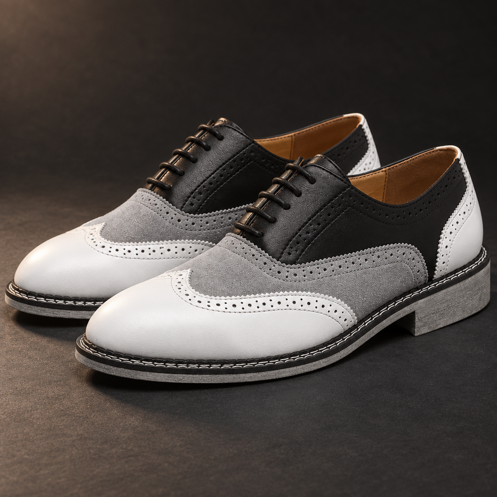 Gio Moretti Three-Tone Leather Brogue Oxfords