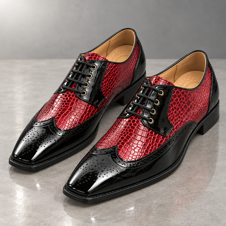 Darnello Croc-Embossed Leather Oxfords