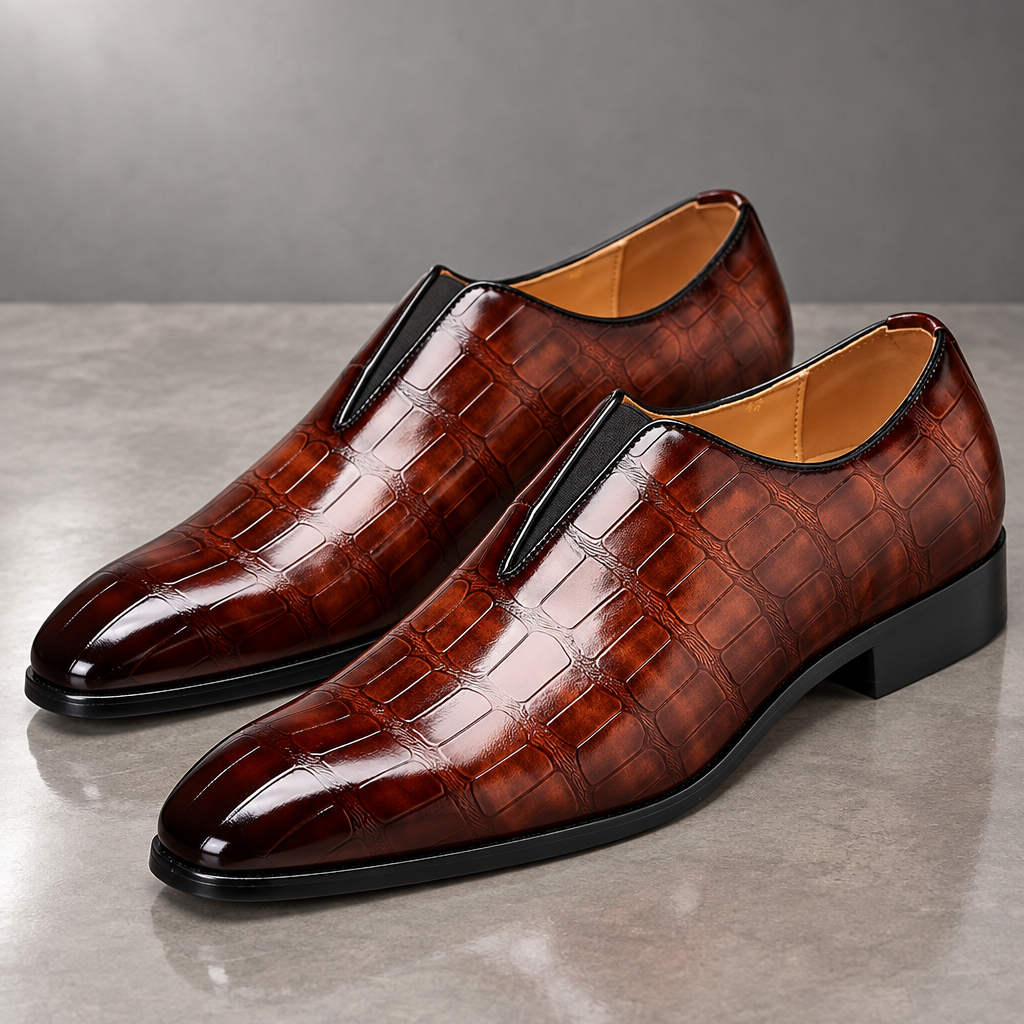 Renzo Croc-Embossed Loafers