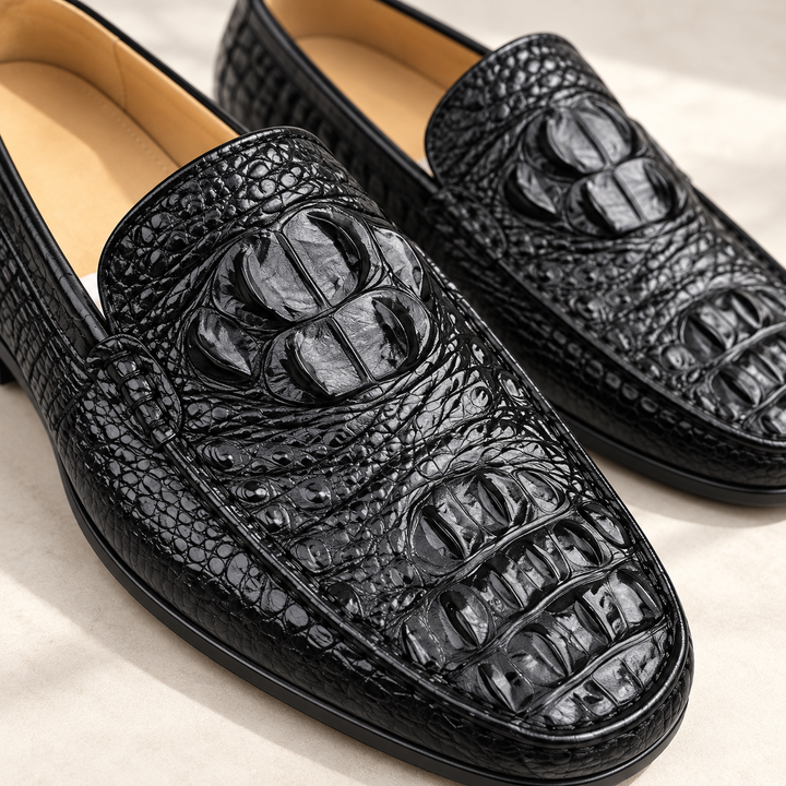 Cavendish Croc-Effect Loafers – detail studio view
