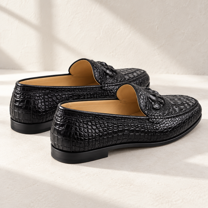 Cavendish Croc-Effect Loafers – rear studio view