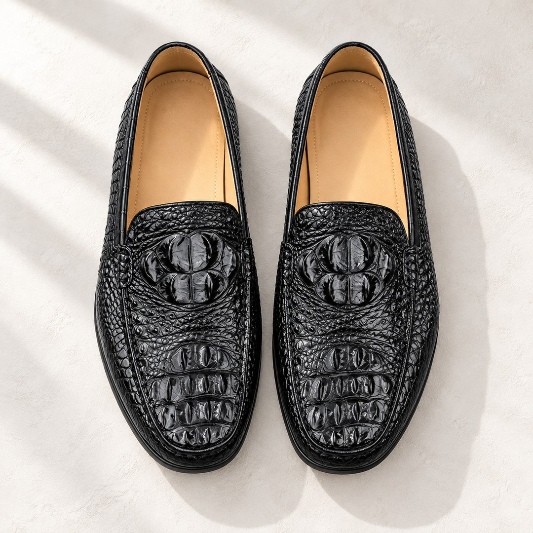 Cavendish Croc-Effect Loafers – top studio view
