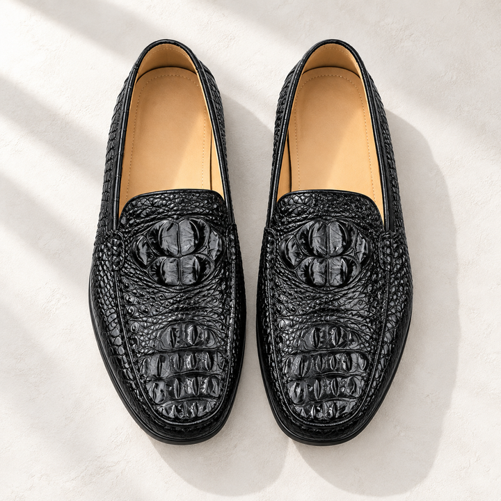 Cavendish Croc-Effect Loafers – top studio view