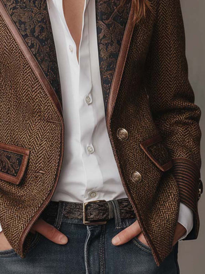 Doris Herringbone Paisley Blazer