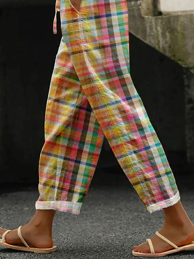 VALERIE COMFORTABLE CHEQUERED TROUSERS