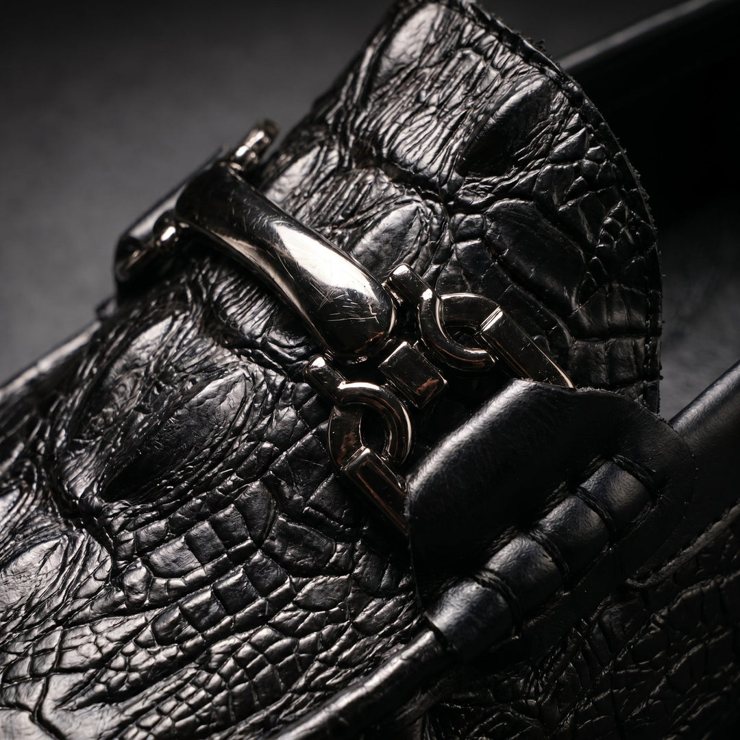 Vareno Croc-Embossed Leather Loafers