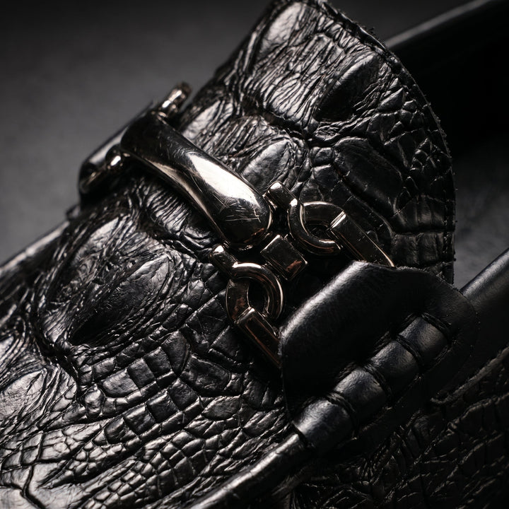 Vareno Croc-Embossed Leather Loafers