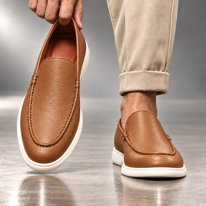 Gianni Genuine Pebbled Leather Loafers