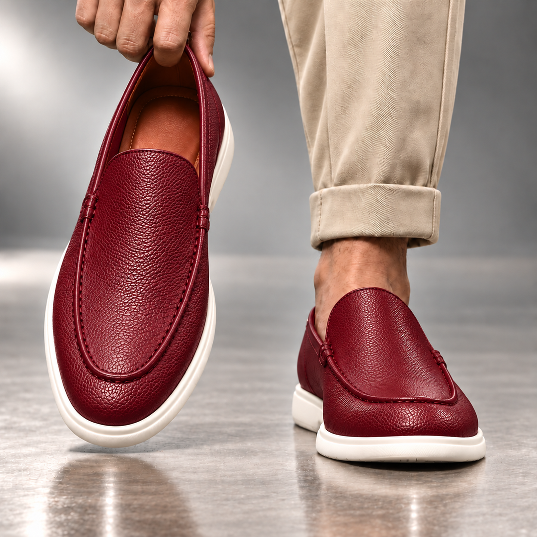 Gianni Genuine Pebbled Leather Loafers