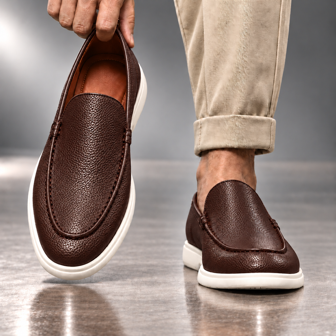 Gianni Genuine Pebbled Leather Loafers