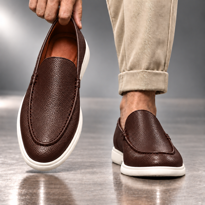 Gianni Genuine Pebbled Leather Loafers