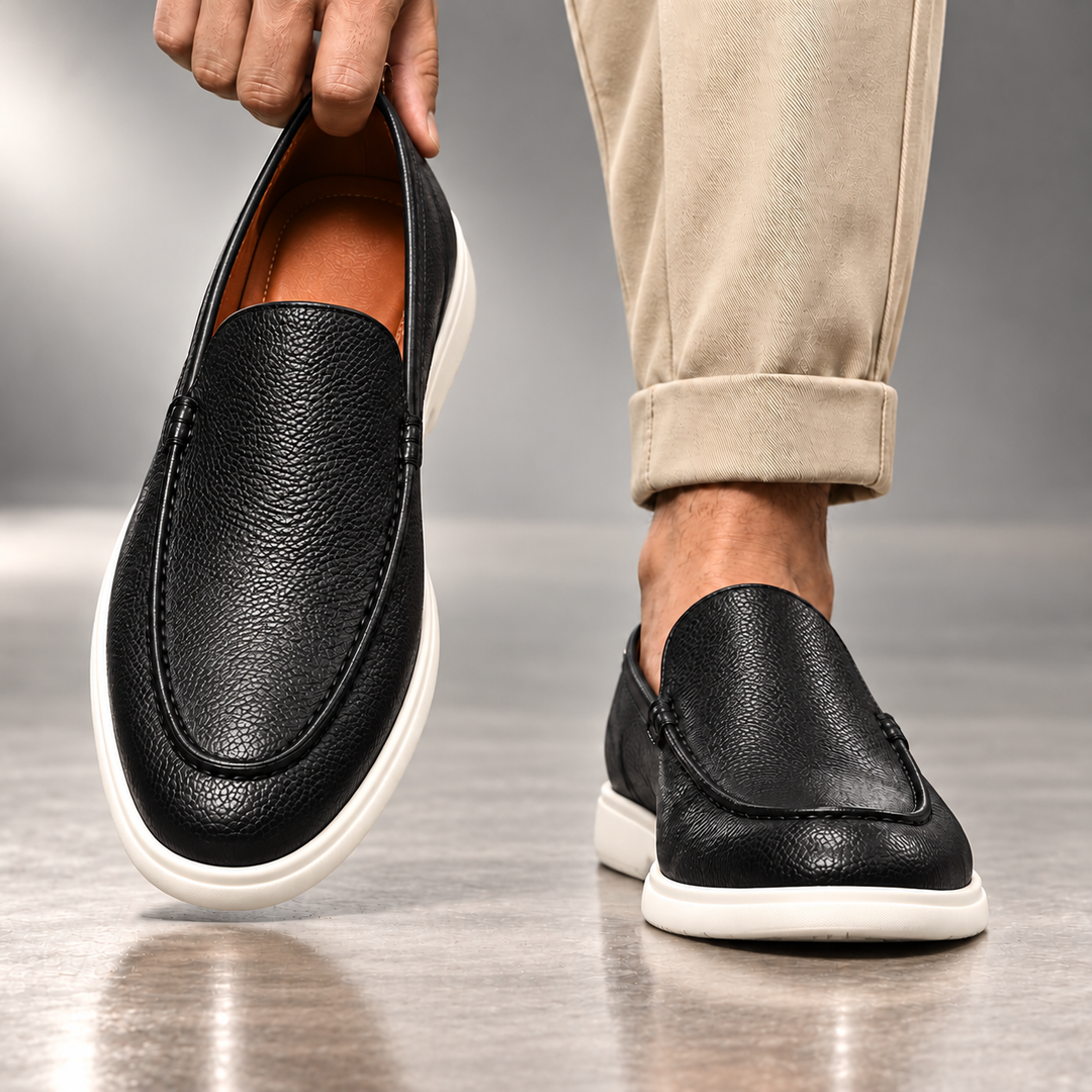 Gianni Genuine Pebbled Leather Loafers