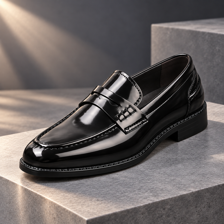 Dunmore polished comfort loafers in Black
