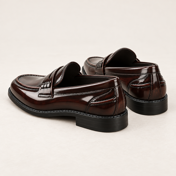Rear three-quarter view of Dunmore Polished Comfort Loafers