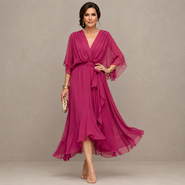 Marta Elegant Chiffon Midi Dress
