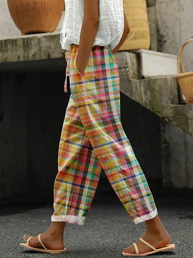 VALERIE COMFORTABLE CHEQUERED TROUSERS