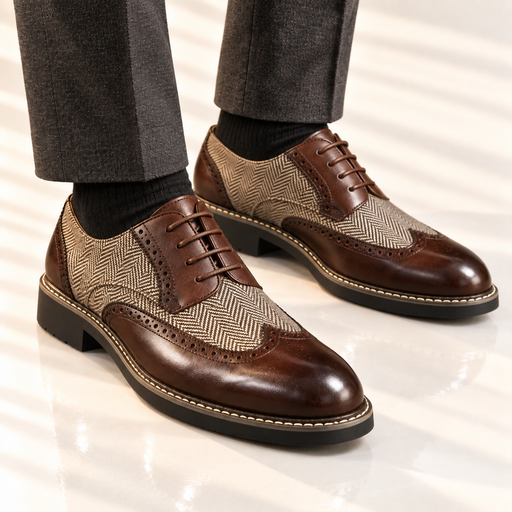 Demarco Leather Herringbone Oxfords