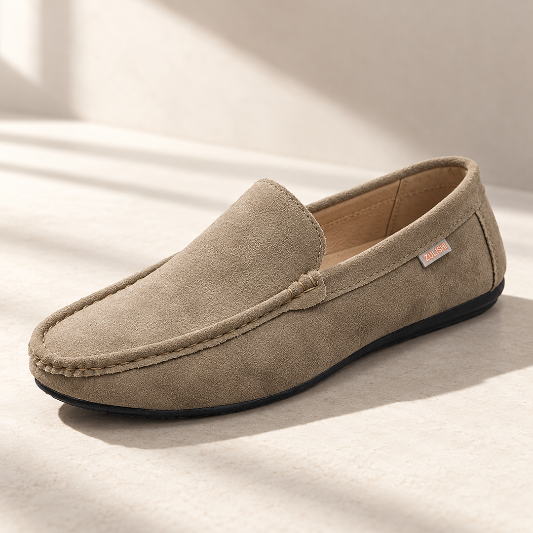 Ellis loafers in khaki, studio view.