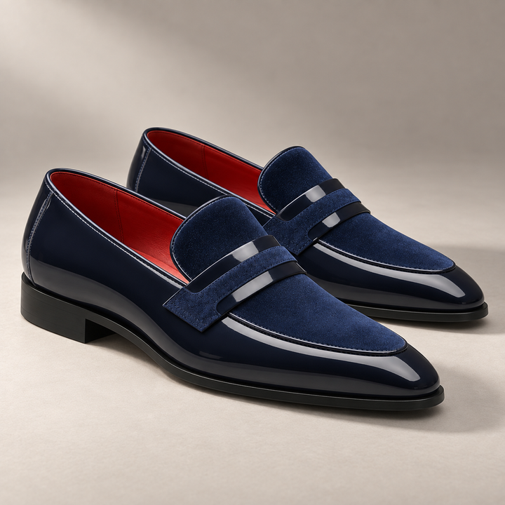 Enzo All-Day Comfort Suede Penny Loafers – men's loafer in a refined shadow stone studio setting