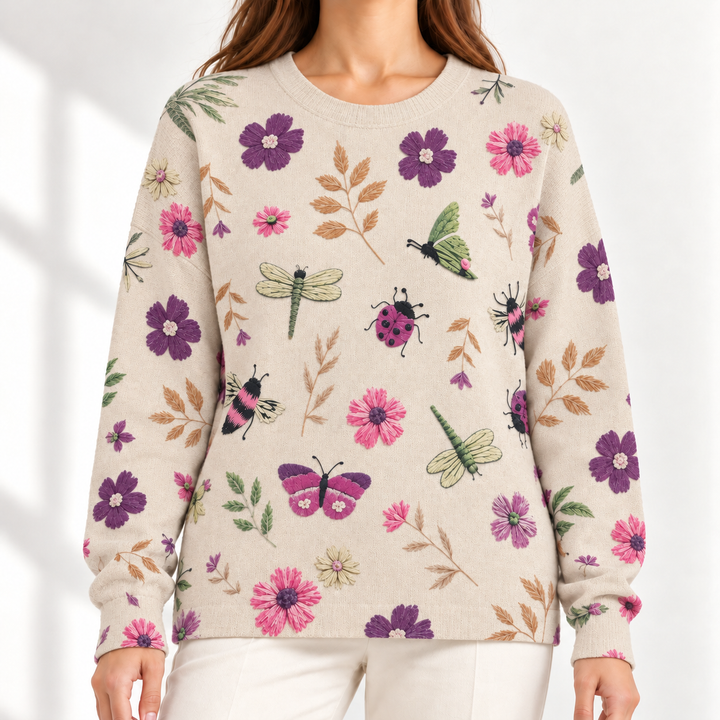Mabel Botanical-Print Crew-Neck Jumper