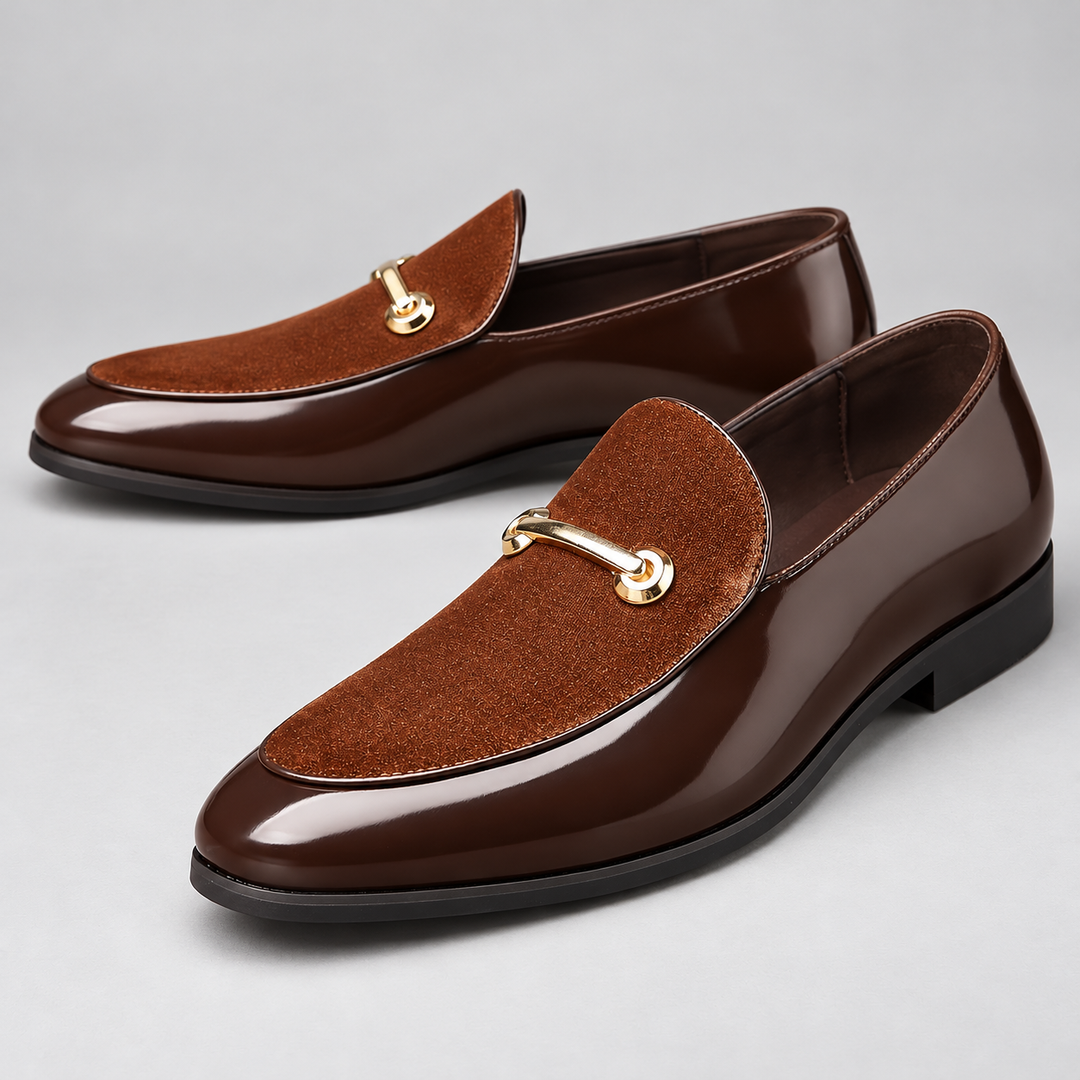 Garrett Brown loafers, studio three-quarter view