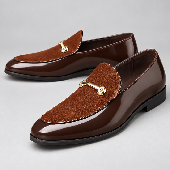 Garrett Brown loafers, studio three-quarter view
