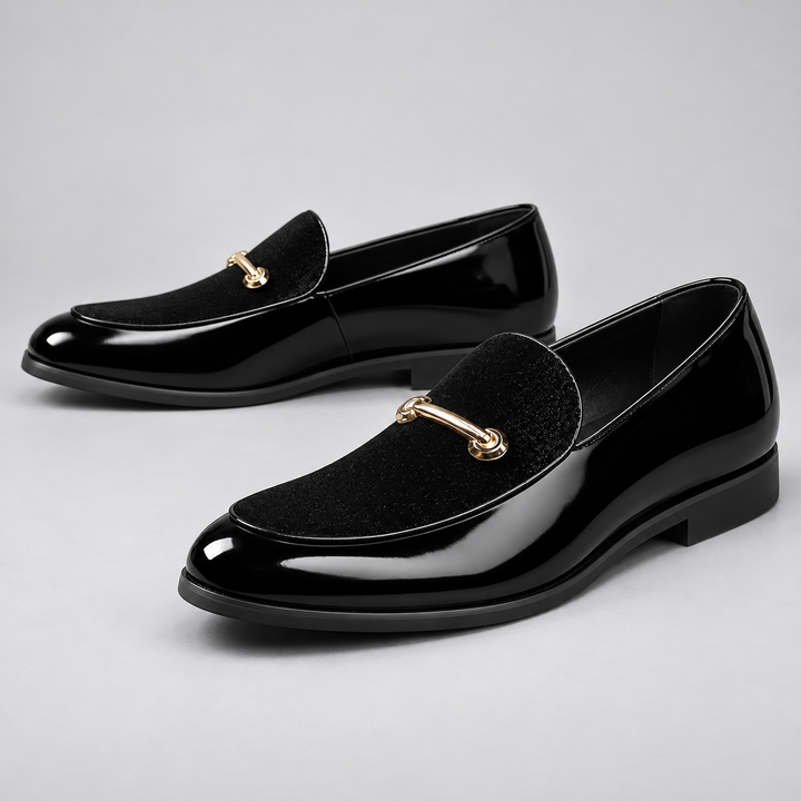 Garrett Black loafers, studio three-quarter view