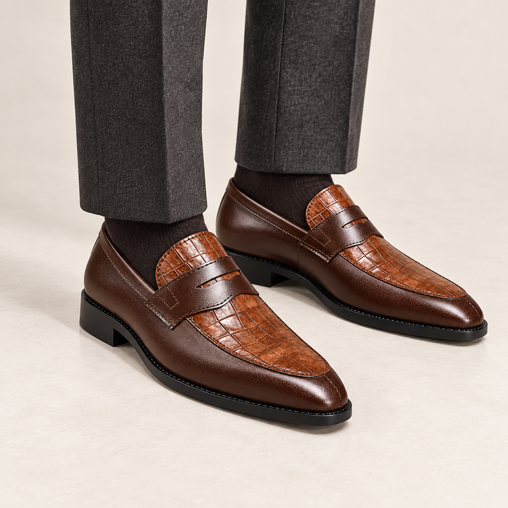 Fairfax Smart Comfort Slip-On Shoes worn with smart trousers