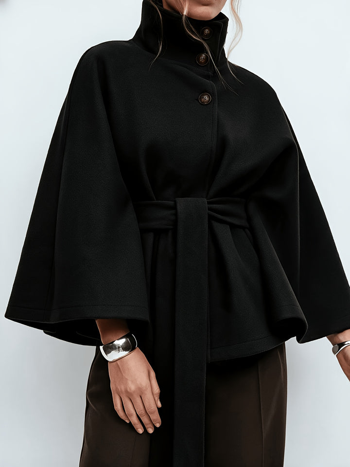 Elodie Button-Front Cape Coat